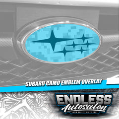 2008+ Subaru WRX/STI Sedan Camo Black Emblem Overlay - Endless Autosalon