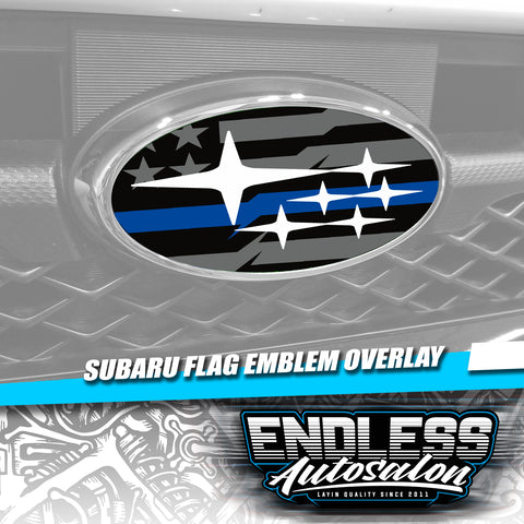 2003+ Subaru Forester Gymkhana Flag Blue Emblem Overlay