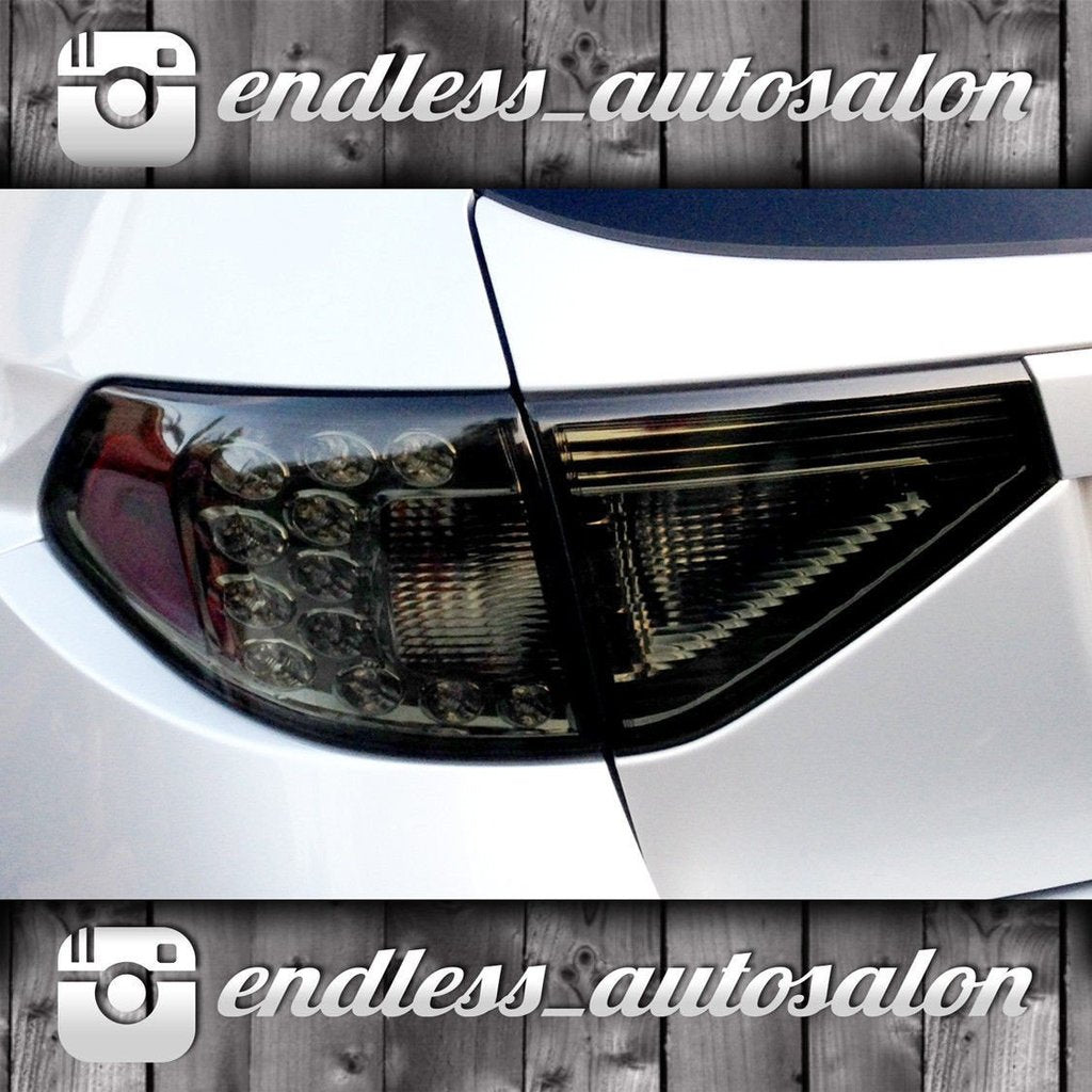 2008-2014 Subaru WRX STI Hatchback Tail Light Overlays Solid Black Out (Smoke) - Endless Autosalon