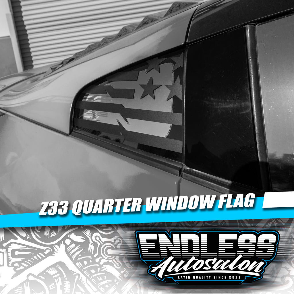 Z33, Z34 Gymkhana Quarter Window Flag Decal - Endless Autosalon