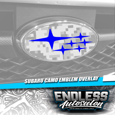 2014+ Subaru Forester Camo Blue Emblem Overlay