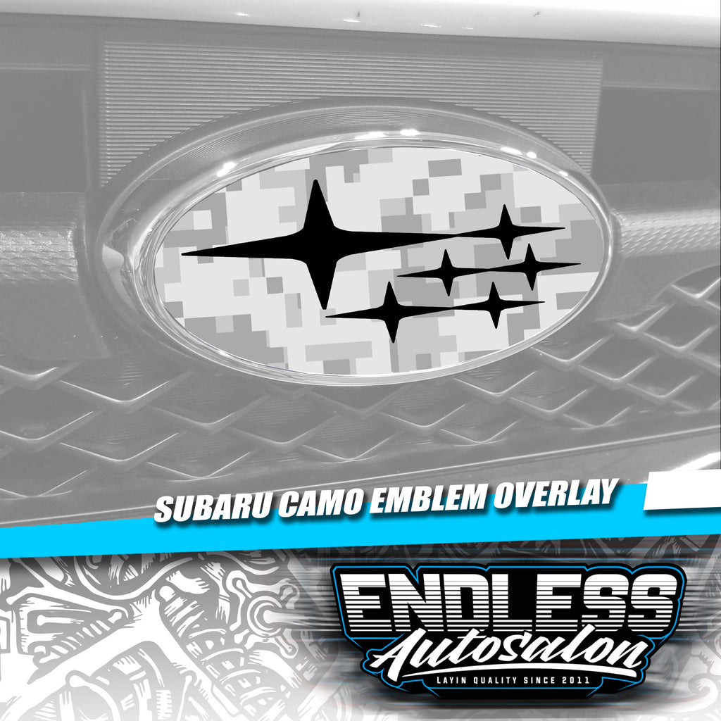 2008+ Subaru WRX/STI Sedan Camo Black Emblem Overlay - Endless Autosalon