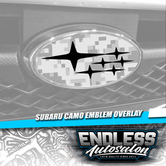 2008+ Subaru WRX/STI Camo Black Emblem Overlay - Endless Autosalon