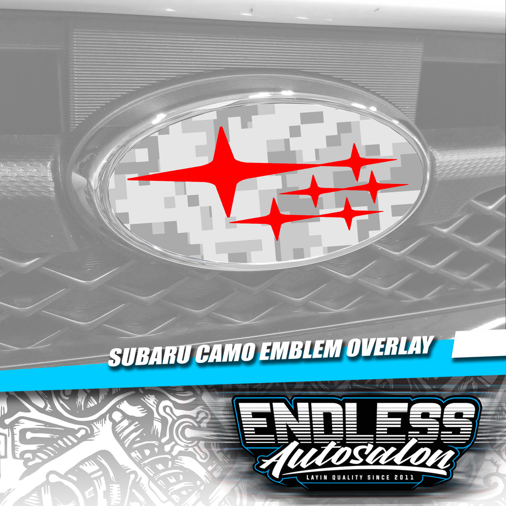 2008+ Subaru WRX/STI Camo Red Emblem Overlay - Endless Autosalon