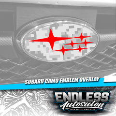 2008+ Subaru WRX/STI Camo Red Emblem Overlay - Endless Autosalon