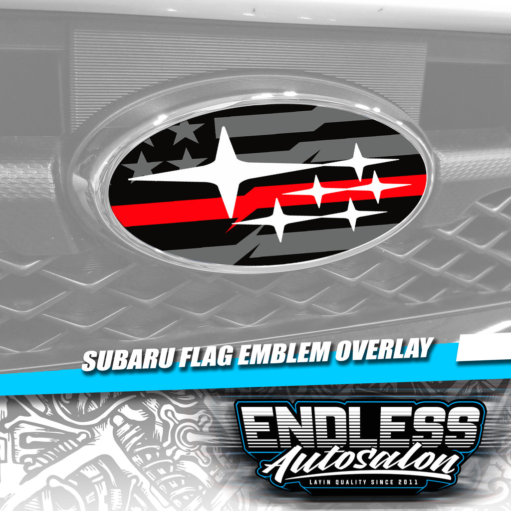 2008+ Subaru WRX/STI Gymkhana Flag Red Emblem Overlay - Endless Autosalon